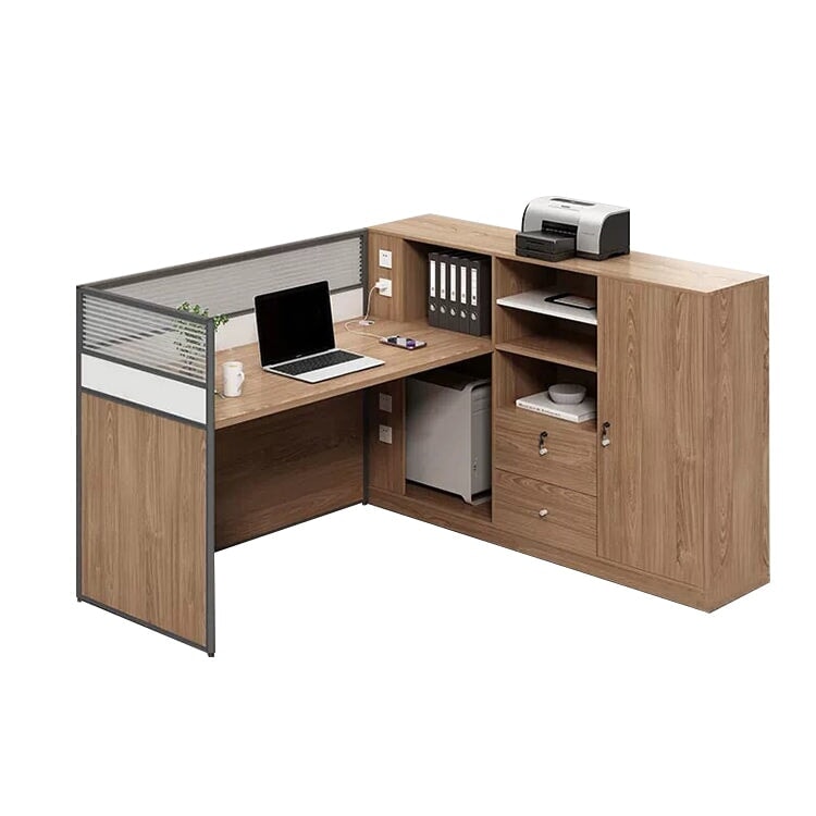 Office Desk Storage Work Table Office Desk Wood Grain Drawer with Lock PC Storage Tray Side Cabinet Simple White Customizable BGZ-M-127 