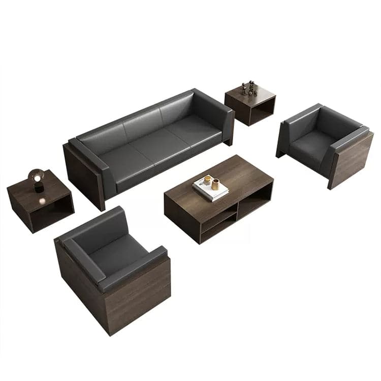 Luxurious business sofa, sofa set, center table, leather upholstery, nappa leather, melamine veneer, urethane foam, wood grain OS-A4 