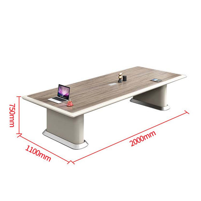 Conference Table Office Desk Rectangular Table Conference Room Wood Grain Two-tone Design with Wiring Holes Melamine Veneer Luxurious Natural Customizable MT-A36