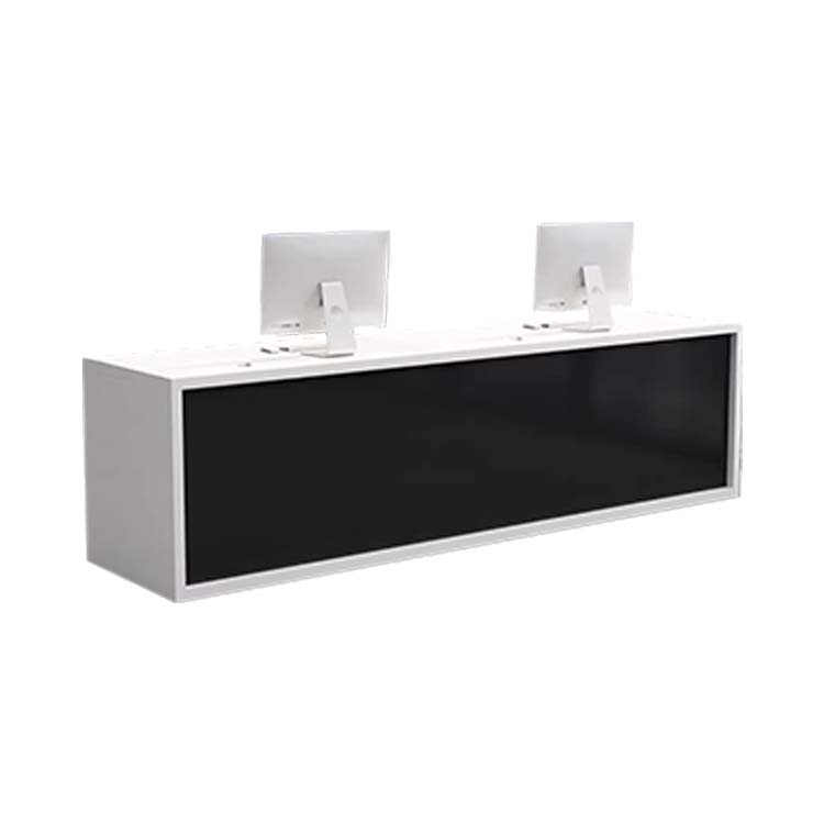 Reception counter Entrance Office reception With front panel With cylinder lock With wiring hole With drawer Simple White Customizable JDT-M-121 