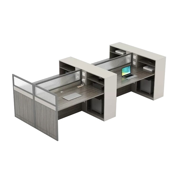 Office desk, computer desk, clerical desk, with wiring holes, combination lock, panel legs, storage with door, simple, gray, customizable, BGZ-M-137 