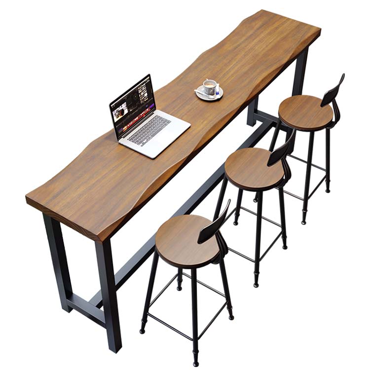 バーテーブル 木目調　カフェテーブル　テーブル　スチールフレーム　スチール脚　シンプル　ホワイト　ブラック　カスタマイズ可能　BT-A2