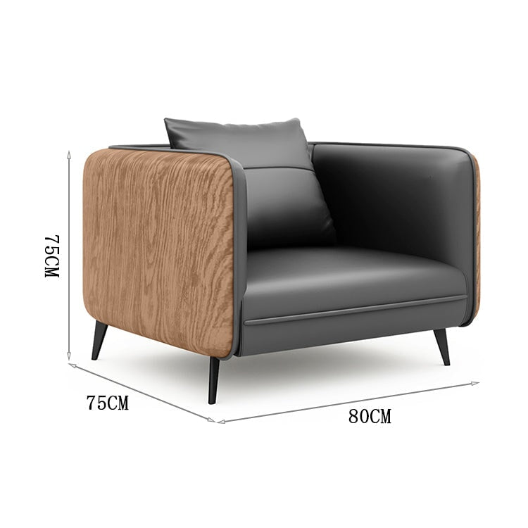 Sofa Office Sofa Reception Sofa Reception Nappa Leather High Density Urethane Foam Simple Steel Legs Solid Wood Gray Customizable OS-A7