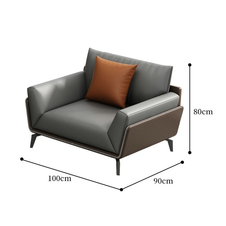 Sofa, reception sofa, reception room, office, nappa leather, water resistant, wide seat, PP cotton, latex, urethane, soft, natural wood, S spring, comfortable, cozy, gray, customizable OS-A19 