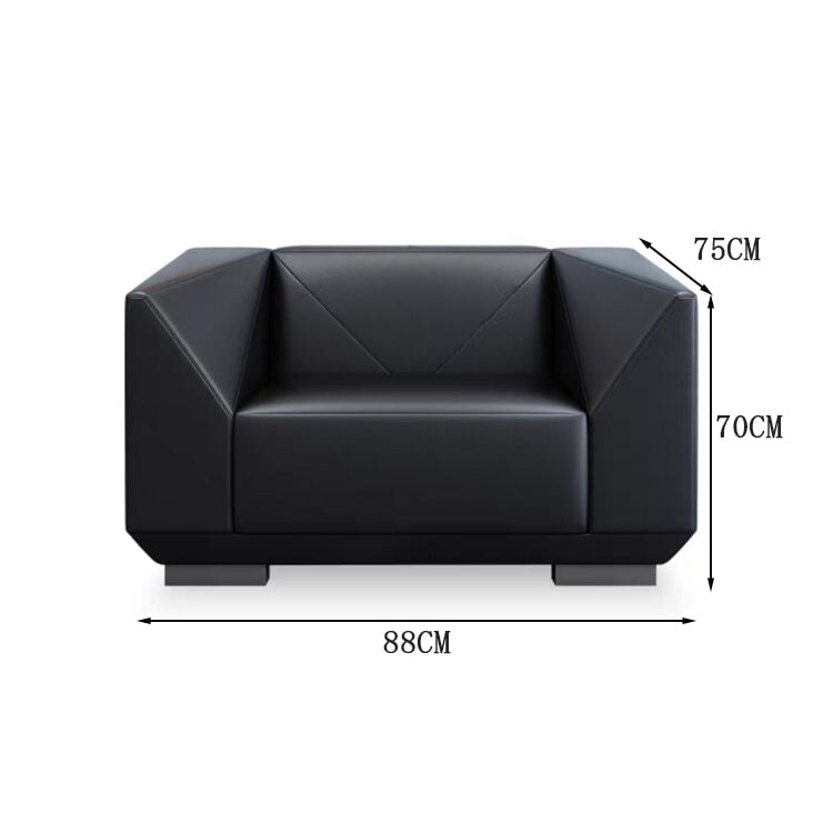 Sofa, reception sofa, indoor, reception, leather, breathable, fit, urethane foam, geometric, natural wood, stylish, modern, black, customizable OS-A14 