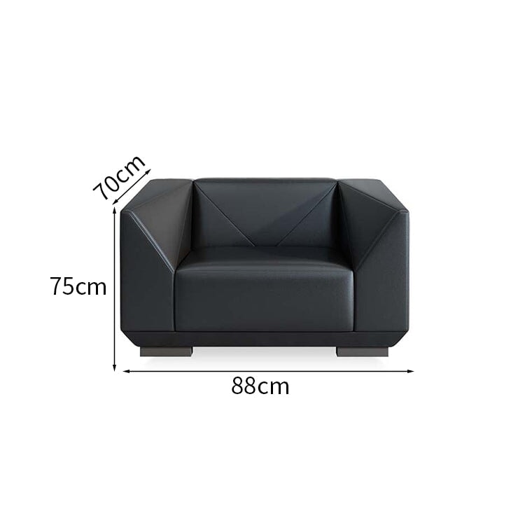 Reception sofa Leather sofa Office sofa Reception sofa Leather upholstery PVC leather fabric Natural wood frame With legs Simple Black Customizable OS-A13