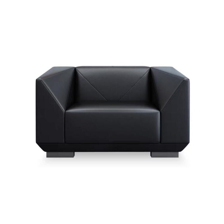 Sofa, reception sofa, indoor, reception, leather, breathable, fit, urethane foam, geometric, natural wood, stylish, modern, black, customizable OS-A14 