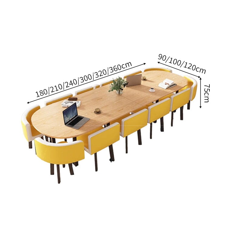 R-finish carbon steel frame wide tabletop marble pattern table conference table chair set high-resilience urethane soft simple high-quality white customizable MT-A20