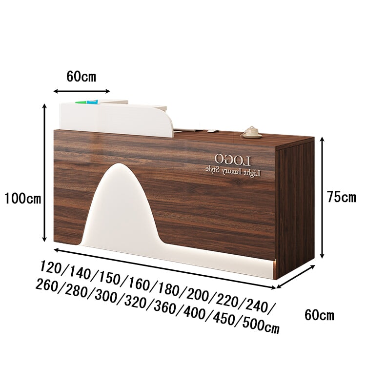 Reception counter for stores, cash register counter, entrance reception, LED, wiring hole, melamine laminate, stylish, elegant, customizable, RD-A3