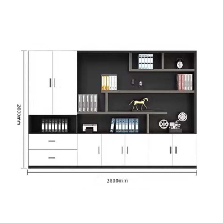 収納キャビネット　分類収納　ファイリングキャビネット　木製書庫　本棚　収納棚　オフィス家具　事務所　大容量収納スペース　ブラック　カスタマイズ可能　SC-A1