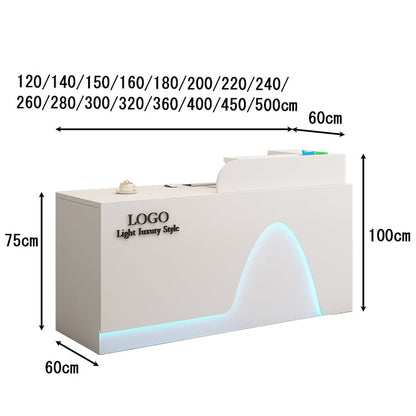 受付カウンター　店舗用 レジカウンター　エントランス受付　LED　配線孔　メラミン化粧板　おしゃれ　上品　スタイリッシュ　カスタマイズ可能　RD-A3