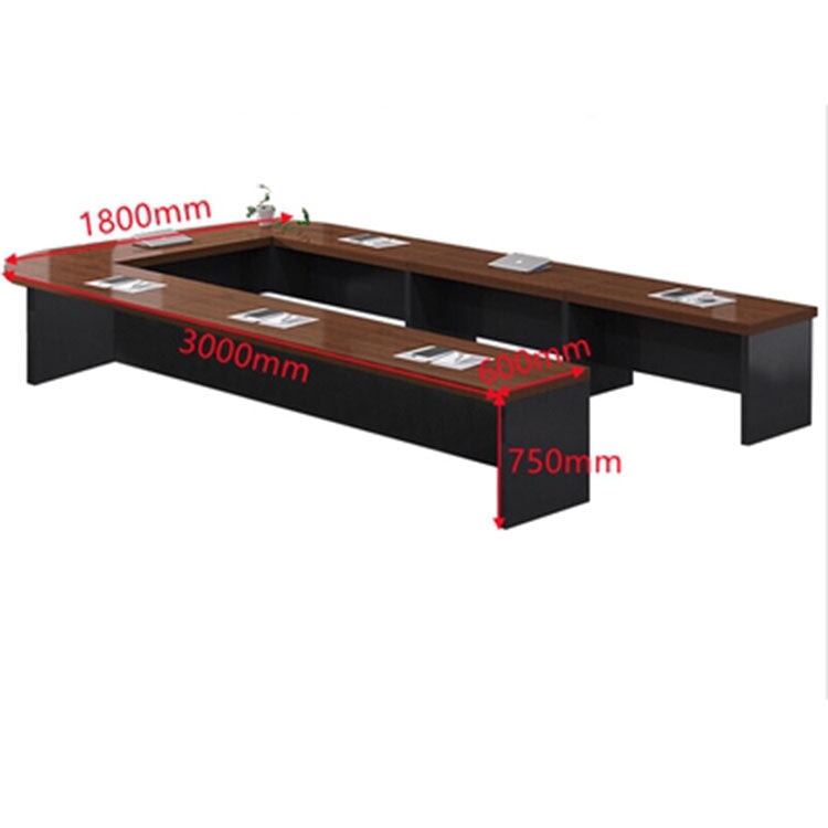 Conference table, large conference table, meeting table, wood grain, freely rearrangeable, R-finish, with back panel, black, white, brown, customizable, MT-A29