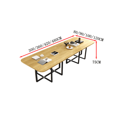 Conference table, meeting table, natural taste, veneer top, workspace, eco-friendly material, HDF, PVC leather fabric, white, customizable, MT-A35 