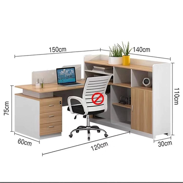 Office desk, office desk, work desk, with side cabinet, lock, silent sliding rails, wiring hole, top panel OD-A14 