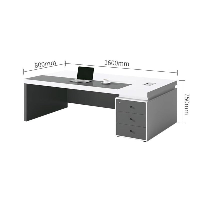 Executive Desk, Executive Desk, Executive Furniture, with Drawers, PC Storage, Cylinder Lock, Back Panel, Wiring Box, Simple, Gray, ED-A3