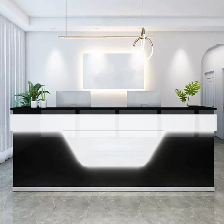 Reception desk, reception counter, high counter, eco-friendly material, baked finish, with LED, luxury RD-A35 