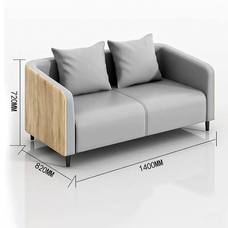 高級感ある応接ソファ　オフィスソファー　応接セット　木目調の合成皮革　炭素鋼　Sバネ　肘掛け　シンプル　グレー　ナチュラル　カスタマイズ可能　OS-A3