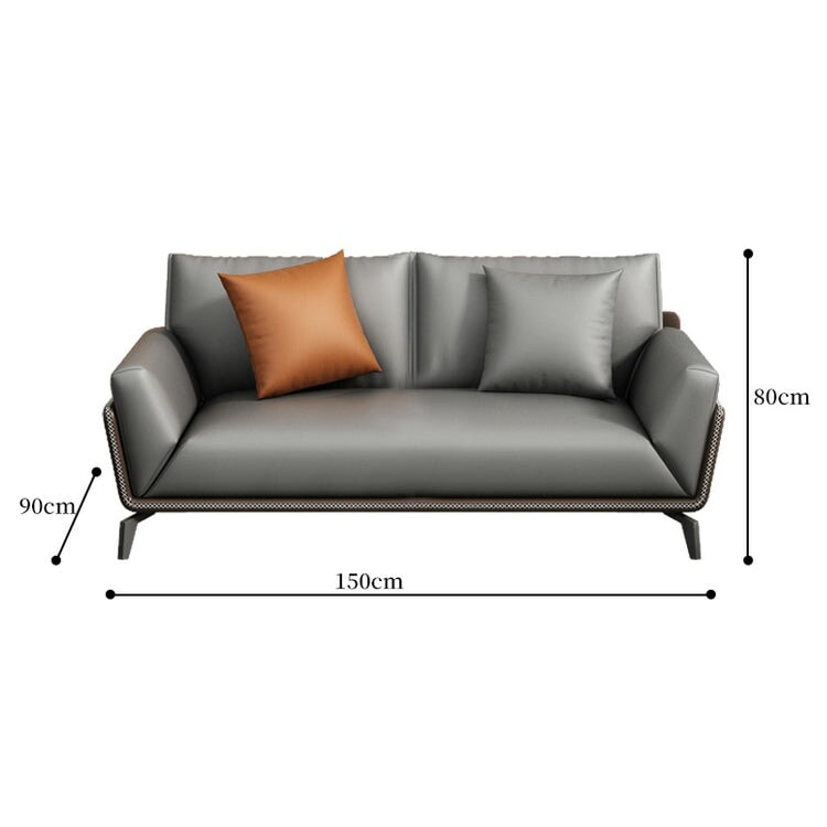 Sofa, reception sofa, reception room, office, nappa leather, water resistant, wide seat, PP cotton, latex, urethane, soft, natural wood, S spring, comfortable, cozy, gray, customizable OS-A19 