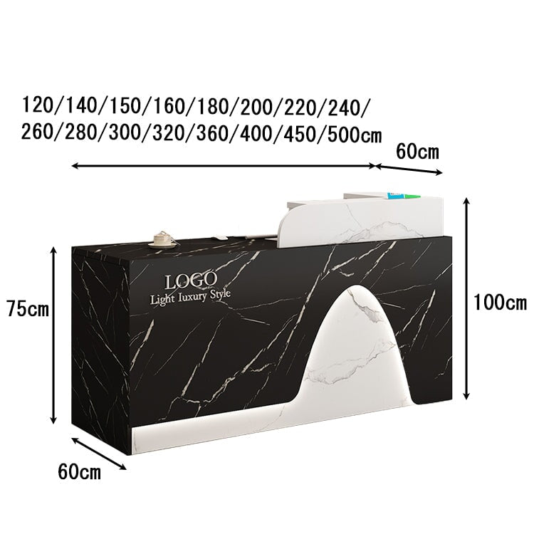 Reception counter for stores, cash register counter, entrance reception, LED, wiring hole, melamine laminate, stylish, elegant, customizable, RD-A3