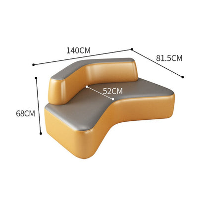 受付ソファー　応接ソファー　待合室ソファー　休憩室ソファー　バイカラーデザイン　PVCレザー　天然木フレーム　高密度ウレタンフォーム　組み換え自由　シンプルモダン　イエロー　カスタマイズ可能　OS-A8
