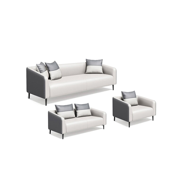 Leather sofa Office sofa Living room sofa Sofa Natural wood frame Nappa leather fabric High density urethane foam Simple modern White Gray OS-A11 