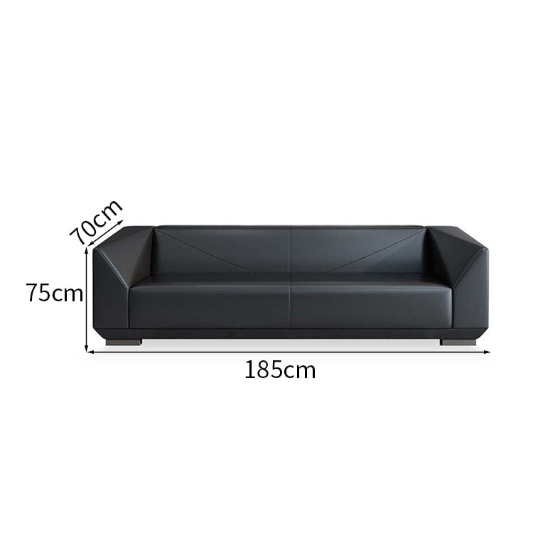 Reception sofa Leather sofa Office sofa Reception sofa Leather upholstery PVC leather fabric Natural wood frame With legs Simple Black Customizable OS-A13