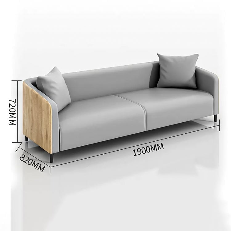 Luxurious reception sofa Office sofa Reception set Wood grain synthetic leather Carbon steel S spring Armrest Simple Gray Natural Customizable OS-A3