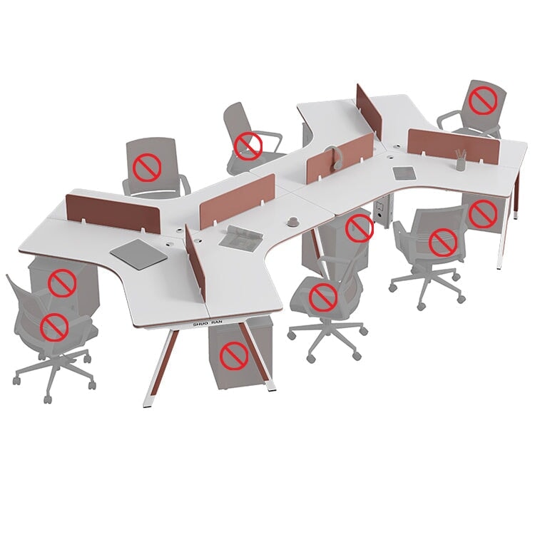 Office Desk, Transformable Type, Designer, V-Shaped Top, Wiring Hole, Side Wagon, Combination Lock, Melamine Veneer, Red, Customizable, BGZ-M046 