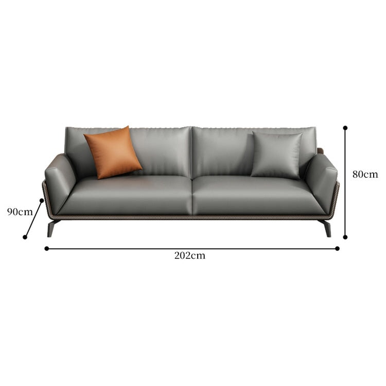 Sofa, reception sofa, reception room, office, nappa leather, water resistant, wide seat, PP cotton, latex, urethane, soft, natural wood, S spring, comfortable, cozy, gray, customizable OS-A19 