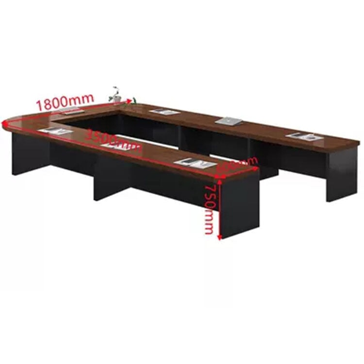 Conference table, large conference table, meeting table, wood grain, freely rearrangeable, R-finish, with back panel, black, white, brown, customizable, MT-A29