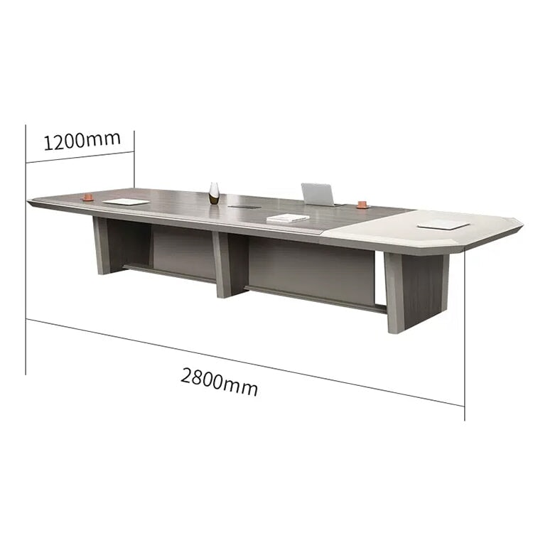 Conference table, meeting table, conference table, eco-friendly board material, melamine board material, chamfered edges, diagonal cut, double top, solid feel, three-dimensional feel, modern, elegant, dark gray, MT-A37 