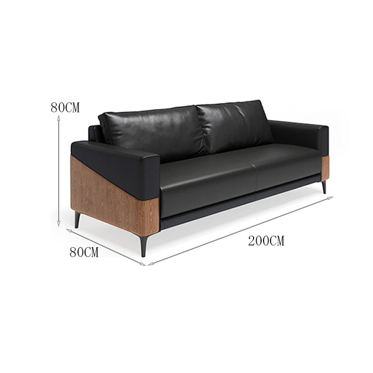 Sofa Office Sofa Reception Sofa Synthetic Leather Fabric Natural Wood Frame High Density Urethane Foam Steel Legs Black Light Customizable OS-A10 