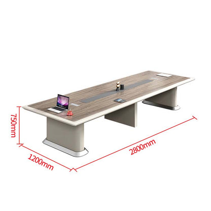 Conference Table Office Desk Rectangular Table Conference Room Wood Grain Two-tone Design with Wiring Holes Melamine Veneer Luxurious Natural Customizable MT-A36