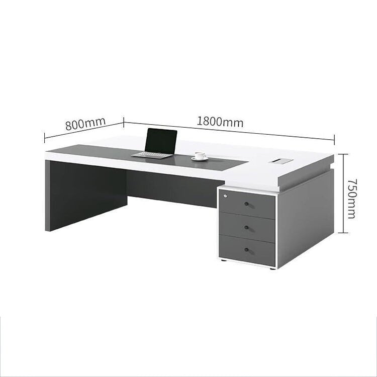 Executive Desk, Executive Desk, Executive Furniture, with Drawers, PC Storage, Cylinder Lock, Back Panel, Wiring Box, Simple, Gray, ED-A3