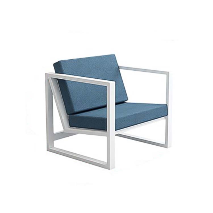 Nordic style armchair, reception sofa, coffee shop, break room, steel frame, baked finish, urethane foam, simple, blue, customizable, OS-A2