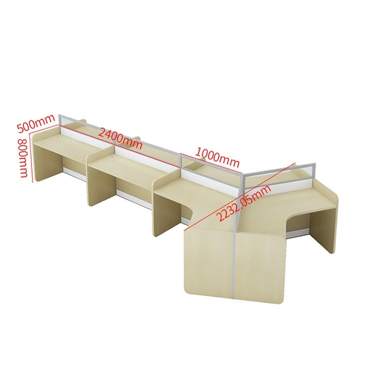 オフィス おしゃれ デスク　多人数対応　V字型天板　パーテーション付き　メラミン化粧板　アルミ合金フレーム　配線孔　メープルホワイト　カスタマイズ可能　OD-A3