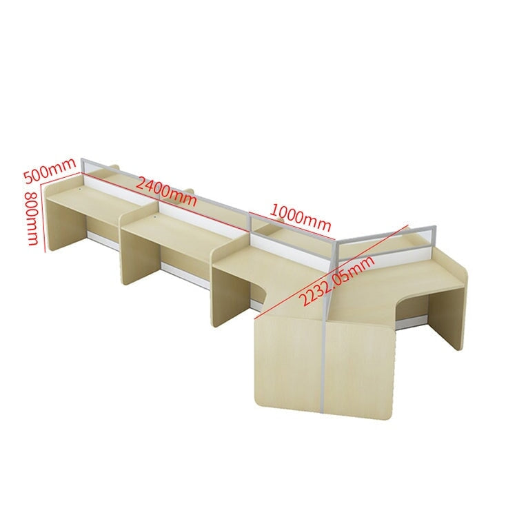 Stylish office desk, suitable for multiple people, V-shaped top, with partition, melamine laminate, aluminum alloy frame, wiring hole, maple white, customizable OD-A3