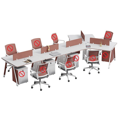 Office Desk, Transformable Type, Designer, V-Shaped Top, Wiring Hole, Side Wagon, Combination Lock, Melamine Veneer, Red, Customizable, BGZ-M046 