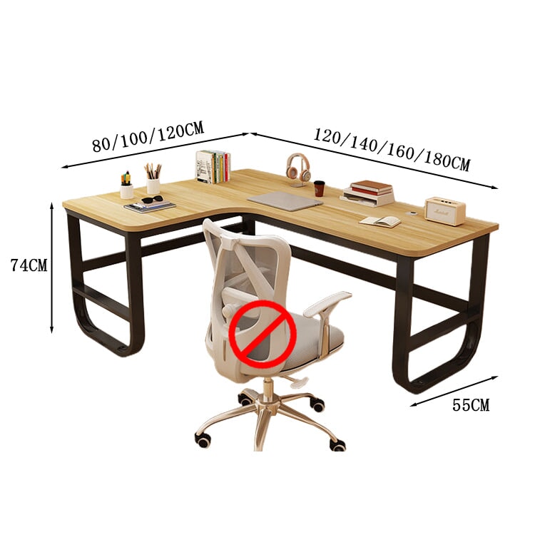 Desk Work Desk L-shaped Desk Steel Frame Plastic Parts Melamine Veneer Wide Leg Space L-shaped Legs CD-A5 
