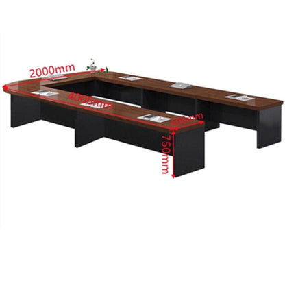 Conference table, large conference table, meeting table, wood grain, freely rearrangeable, R-finish, with back panel, black, white, brown, customizable, MT-A29