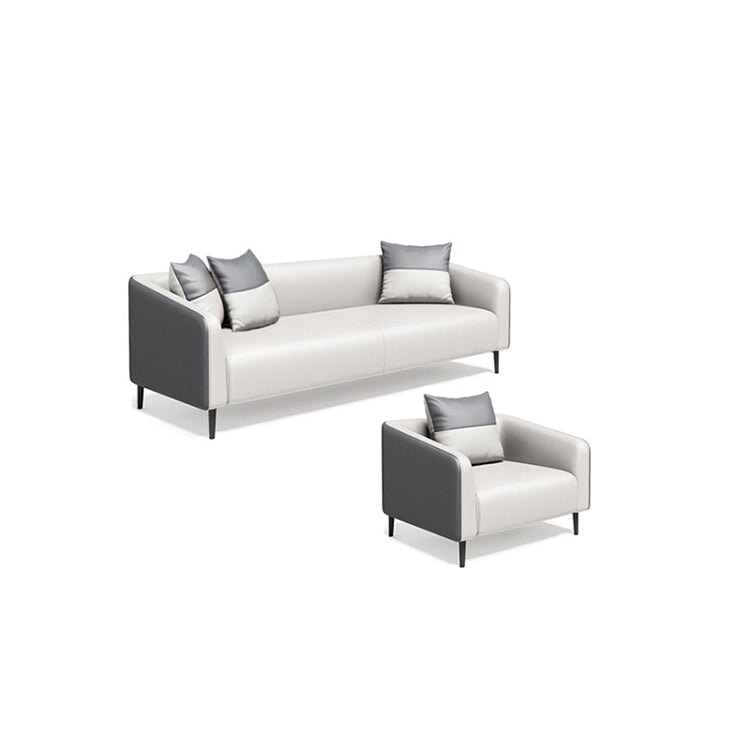 Leather sofa Office sofa Living room sofa Sofa Natural wood frame Nappa leather fabric High density urethane foam Simple modern White Gray OS-A11 