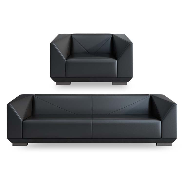 Reception sofa Leather sofa Office sofa Reception sofa Leather upholstery PVC leather fabric Natural wood frame With legs Simple Black Customizable OS-A13