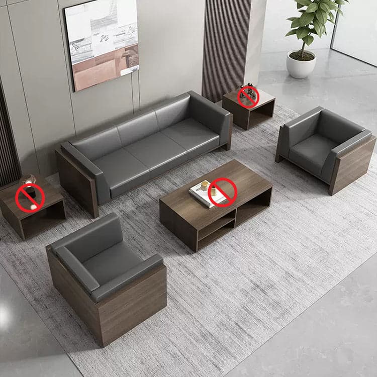 Luxurious business sofa, sofa set, center table, leather upholstery, nappa leather, melamine veneer, urethane foam, wood grain OS-A4 