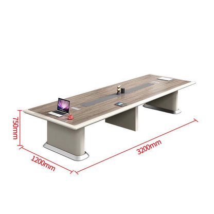 Conference Table Office Desk Rectangular Table Conference Room Wood Grain Two-tone Design with Wiring Holes Melamine Veneer Luxurious Natural Customizable MT-A36