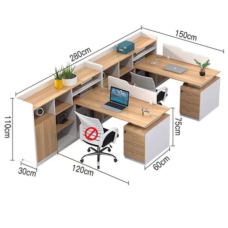 Office desk, office desk, work desk, with side cabinet, lock, silent sliding rails, wiring hole, top panel OD-A14 