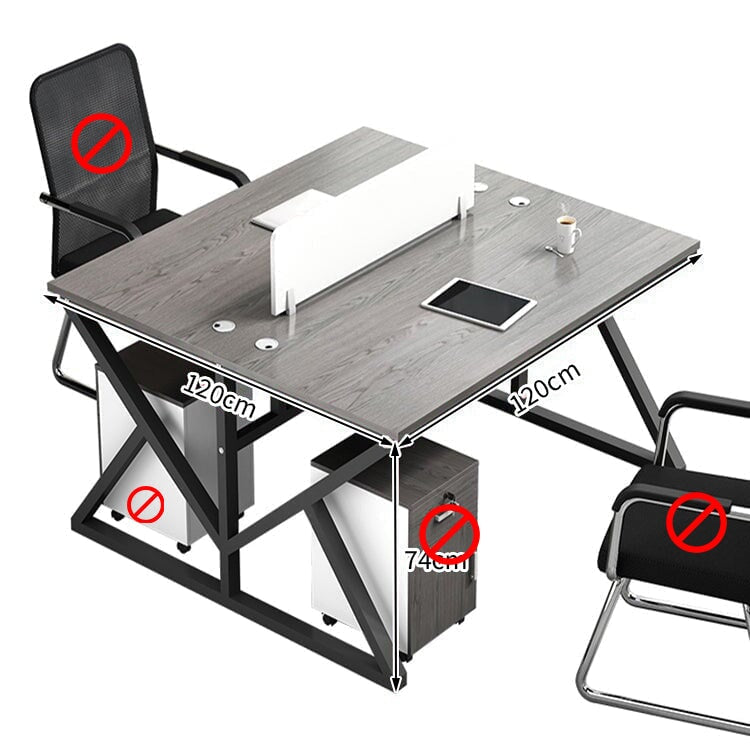 Office Desk, Office Desk, Study Desk, Work Desk, Top Panel, Wiring Hole, Side Cabinet, Carbon Steel Frame, Wood Grain, Customizable OD-A34 