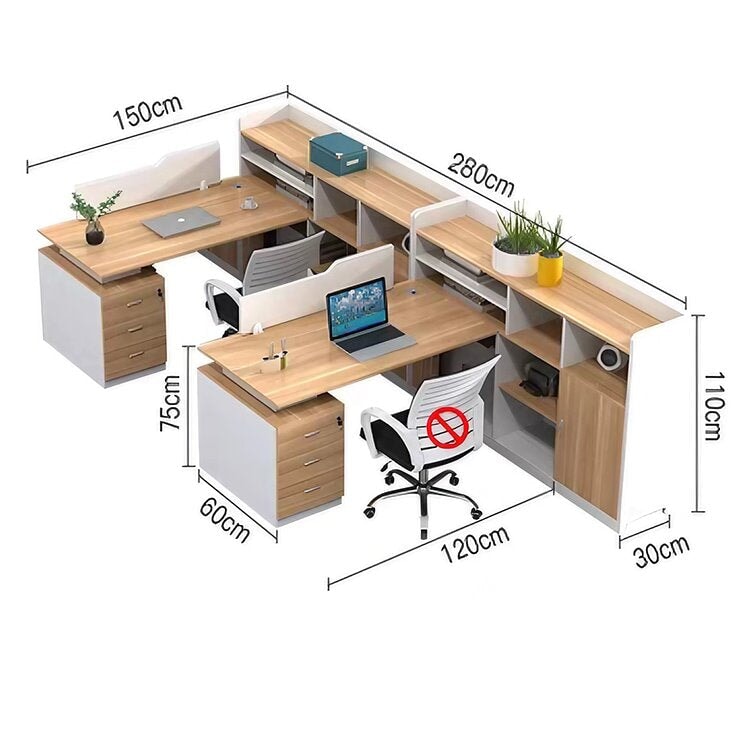 Office desk, office desk, work desk, with side cabinet, lock, silent sliding rails, wiring hole, top panel OD-A14 