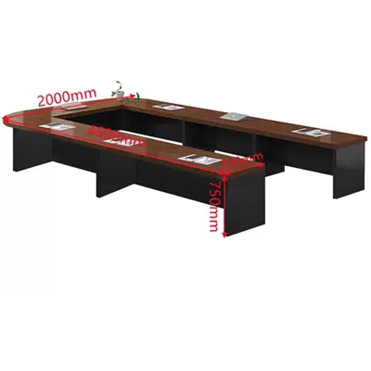 Conference table, large conference table, meeting table, wood grain, freely rearrangeable, R-finish, with back panel, black, white, brown, customizable, MT-A29