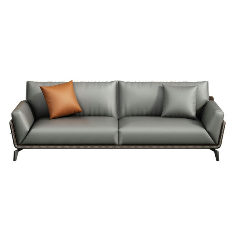 Sofa, reception sofa, reception room, office, nappa leather, water resistant, wide seat, PP cotton, latex, urethane, soft, natural wood, S spring, comfortable, cozy, gray, customizable OS-A19 