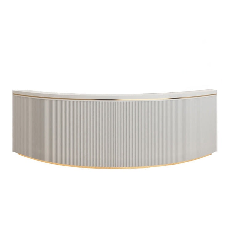 Semicircular counter, reception desk, cash register, with keyboard tray, cylinder lock, drawer, open storage, white, customizable RD-A49 